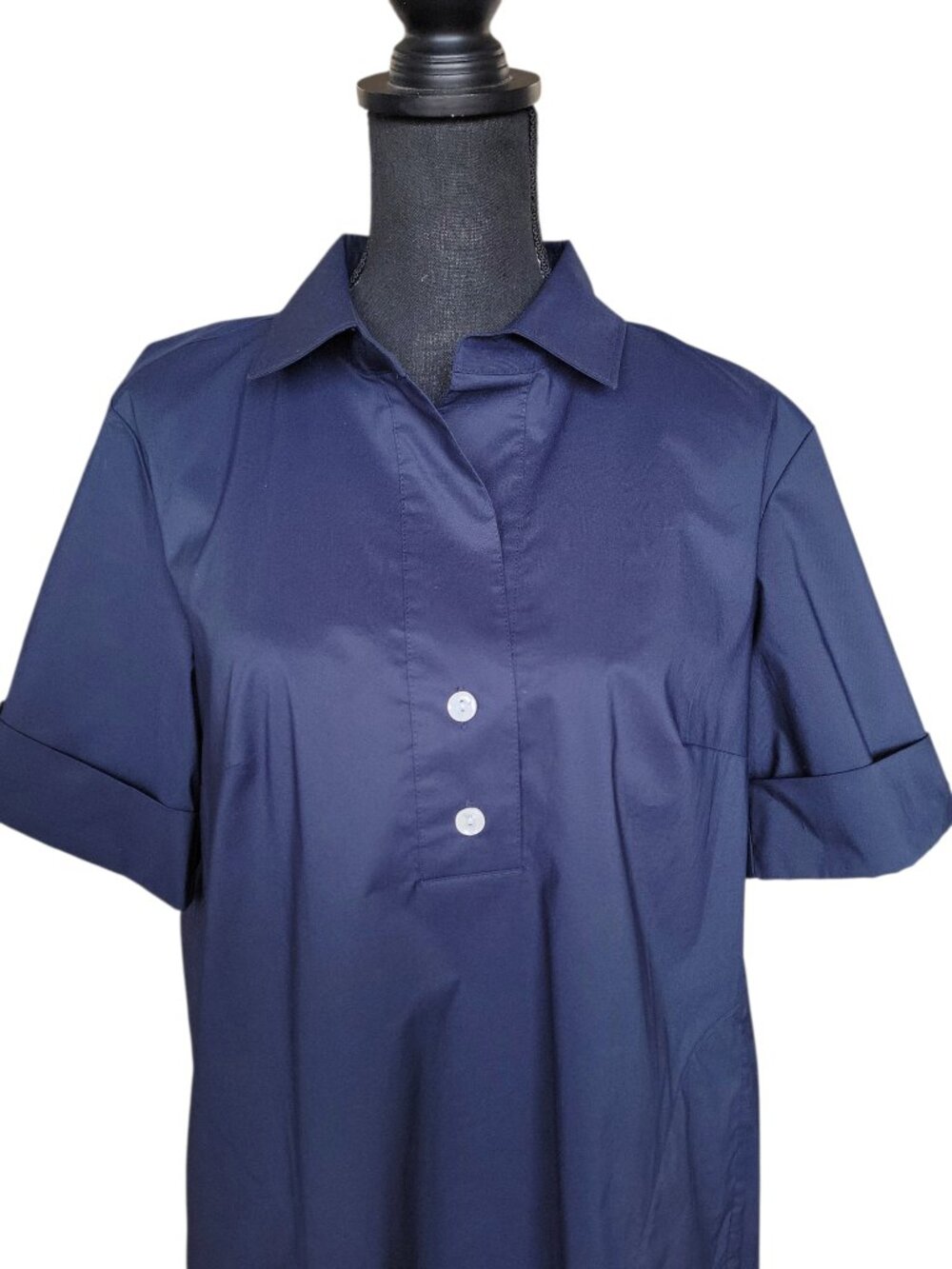 Hinson Wu NWT Navy Blue Aileen Short Sleeve Button Back Dress Women's Size L - Picture 4 of 13